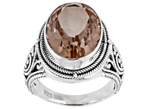 Morganite Color Quartz Triplet Sterling Silver Solitaire Ring