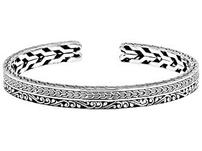 Sterling Silver Hammered & Filigree Cuff Bracelet