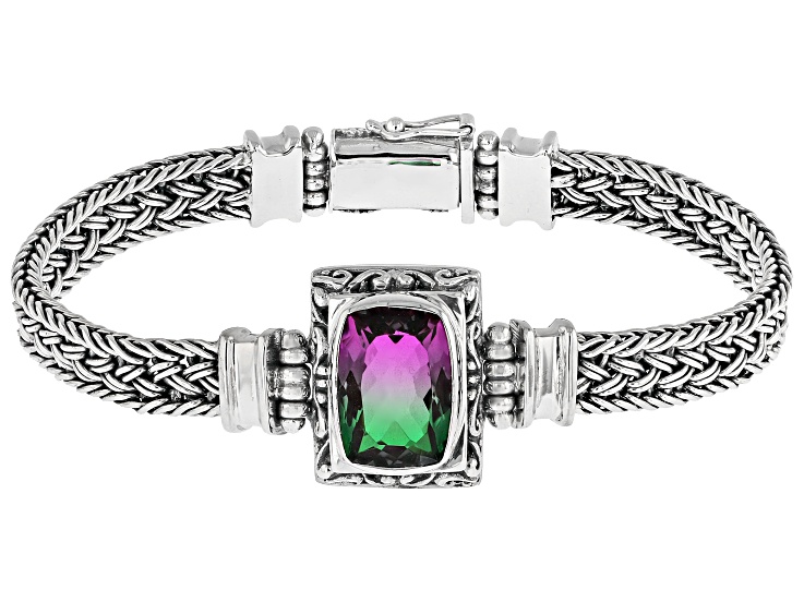 Jtv Watermelon Rings Watermelon Quartz™ Triplet Sterling Silver Bracelet 5.48ct - BAL864 | JTV