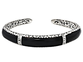 Black Agate Inlay Sterling Silver Cuff Bracelet
