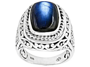 Artisan Collection of Bali™ 14x10mm Labradorite Sterling Silver Ring
