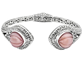 Artisan Collection of Bali™ Heart Pink Opal Sterling Silver Cuff Bracelet, 14x14mm