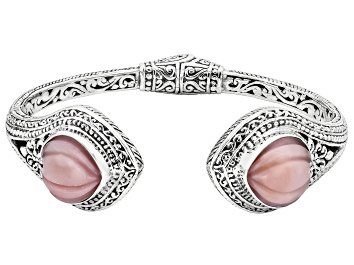 Picture of Artisan Collection of Bali™ Heart Pink Opal Sterling Silver Cuff Bracelet, 14x14mm