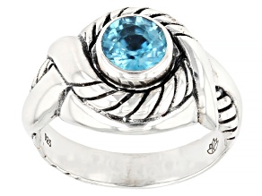 Blue Zircon Sterling Silver Ring, 1.12ct