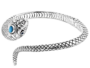Artisan Collection of Bali™ Sleeping Beauty With topaz Sterling Silver Snake Cuff Bracelet 7x5mm