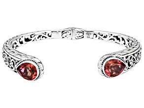 Rubellite Quartz Doublet Sterling Silver Cuff Bracelet, 6.04ct