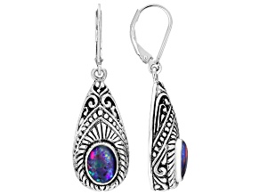 Boulder Opal Triplet Sterling Silver Earrings, 9x7mm