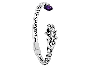 African Amethyst Sterling Silver Octopus Motif Bangle, 2.4ct