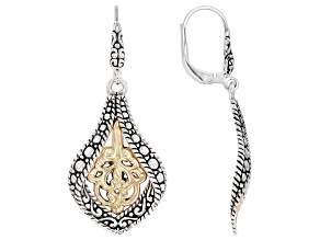 18K Gold and Sterling Silver Two-Tone Filigree Open Design Earring