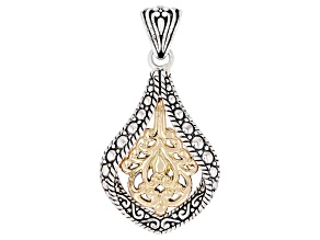 18K Gold and Sterling Silver Two-Tone Filigree Open Design Pendant