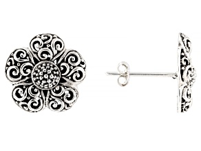 Floral Sterling Silver Stud Earrings