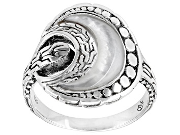 Picture of Celestial Moon White Mother-Of-Pearl Sterling Silver Ring,