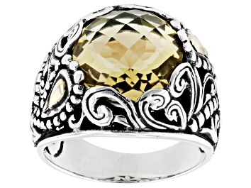 Picture of Citrine Sterling Silver & 18K Gold Accents Solitaire Ring 5.70ct