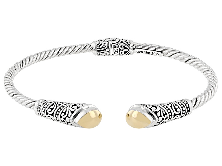 Sterling Silver & 18K Gold Accent Cuff Bracelet - BAM018 | JTV