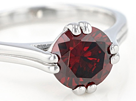 Red Cubic Zirconia Rhodium Over Sterling Silver Ring 3.31ctw
