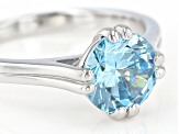 Blue Cubic Zirconia Rhodium Over Sterling Silver Ring 3.18ctw