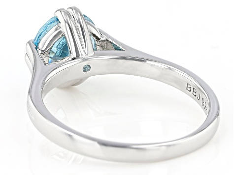 Blue Cubic Zirconia Rhodium Over Sterling Silver Ring 3.18ctw