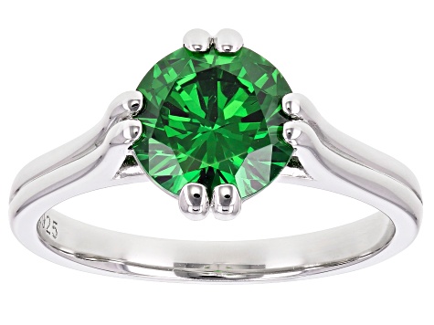Green Cubic Zirconia Rhodium Over Sterling Silver Ring 3.32ctw