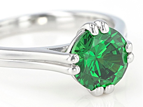 Green Cubic Zirconia Rhodium Over Sterling Silver Ring 3.32ctw