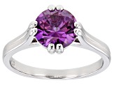 Color Change Lab Created Sapphire Rhodium Over Sterling Silver Ring 2.27ctw