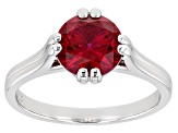 Lab Created Ruby Rhodium Over Sterling Silver Ring 2.27ctw