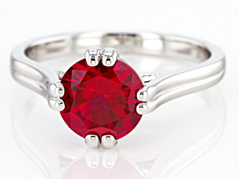 Lab Created Ruby Rhodium Over Sterling Silver Ring 2.27ctw