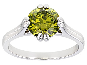 Picture of Green Cubic Zirconia Rhodium Over Sterling Silver Ring 3.54ctw
