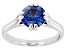 Blue Cubic Zirconia Rhodium Over Sterling Silver Ring 3.17ctw