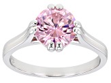 Pink Cubic Zirconia Rhodium Over Sterling Silver Ring 3.47ctw