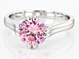 Pink Cubic Zirconia Rhodium Over Sterling Silver Ring 3.47ctw