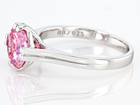 Pink Cubic Zirconia Rhodium Over Sterling Silver Ring 3.47ctw