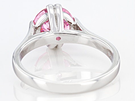 Pink Cubic Zirconia Rhodium Over Sterling Silver Ring 3.47ctw