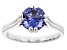 Blue Cubic Zirconia Rhodium Over Sterling Silver Ring 3.50ctw