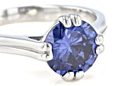 Blue Cubic Zirconia Rhodium Over Sterling Silver Ring 3.50ctw