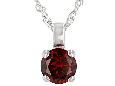 Red Cubic Zirconia Rhodium Over Sterling Silver Pendant With Chain 3.31ctw