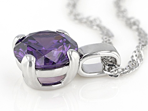 Purple Cubic Zirconia Rhodium Over Sterling Silver Pendant With Chain 3.62ctw