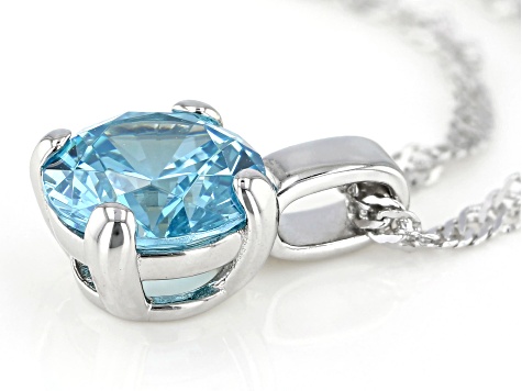 Blue Cubic Zirconia Rhodium Over Sterling Silver Pendant With Chain 3.18ctw