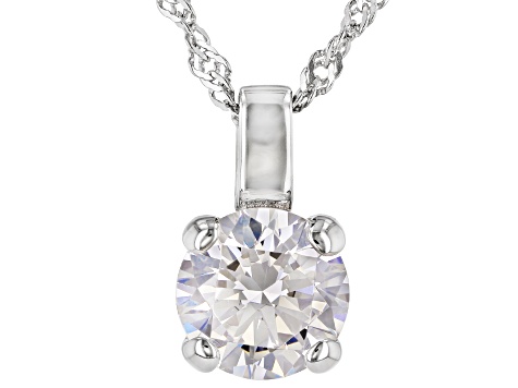 White Cubic Zirconia Rhodium Over Sterling Silver Pendant With Chain 3.45ctw