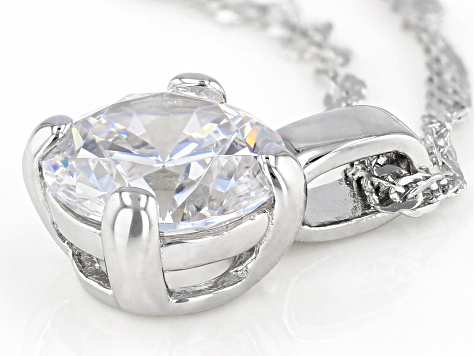 White Cubic Zirconia Rhodium Over Sterling Silver Pendant With Chain 3.45ctw