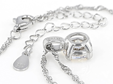 White Cubic Zirconia Rhodium Over Sterling Silver Pendant With Chain 3.45ctw