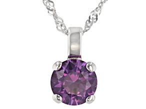Lab Created Color Change Sapphire Rhodium Over Sterling Silver Pendant With Chain 2.27ctw