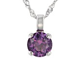 Lab Created Color Change Sapphire Rhodium Over Sterling Silver Pendant With Chain 2.27ctw