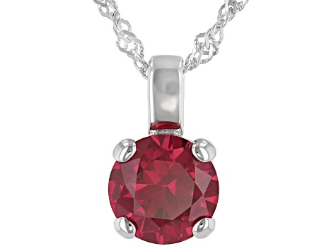 Lab Created Ruby Rhodium Over Sterling Silver Pendant With Chain 2.27ctw
