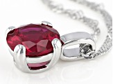 Lab Created Ruby Rhodium Over Sterling Silver Pendant With Chain 2.27ctw