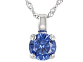 Blue Lab Created Sapphire  Rhodium Over Sterling Silver Pendant With Chain 3.17ctw