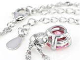 Pink Cubic Zirconia Rhodium Over Sterling Silver Pendant With Chain 3.47ctw