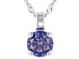 Blue Cubic Zirconia Rhodium Over Sterling Silver Pendant With Chain 2.00ctw