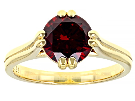 Red Cubic Zirconia 18K Yellow Gold Over Sterling Silver Ring 3.31ctw