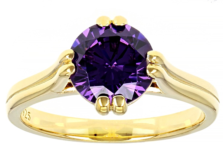 Purple Cubic Zirconia 18 Yellow Gold Over Sterling Silver Ring