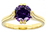 Purple Cubic Zirconia 18 Yellow Gold Over Sterling Silver Ring 3.62ctw